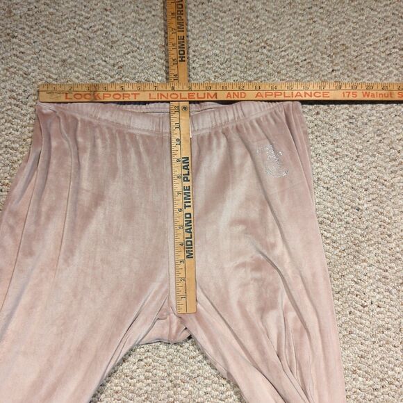 Juicy Couture Sweatpants Sleepwear Womens XL Pink Rhinestone Velour Lounge - Picture 3 of 7